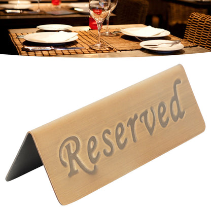 Reservation Sign Antique Bronze Stainless Steel English Reserved Seat Sign Notice Board