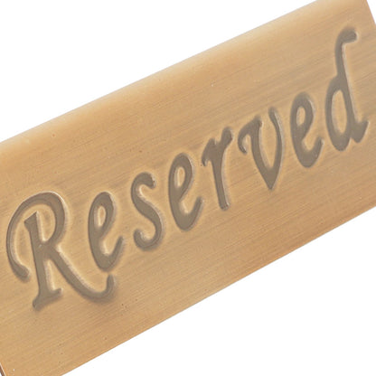 Reservation Sign Antique Bronze Stainless Steel English Reserved Seat Sign Notice Board