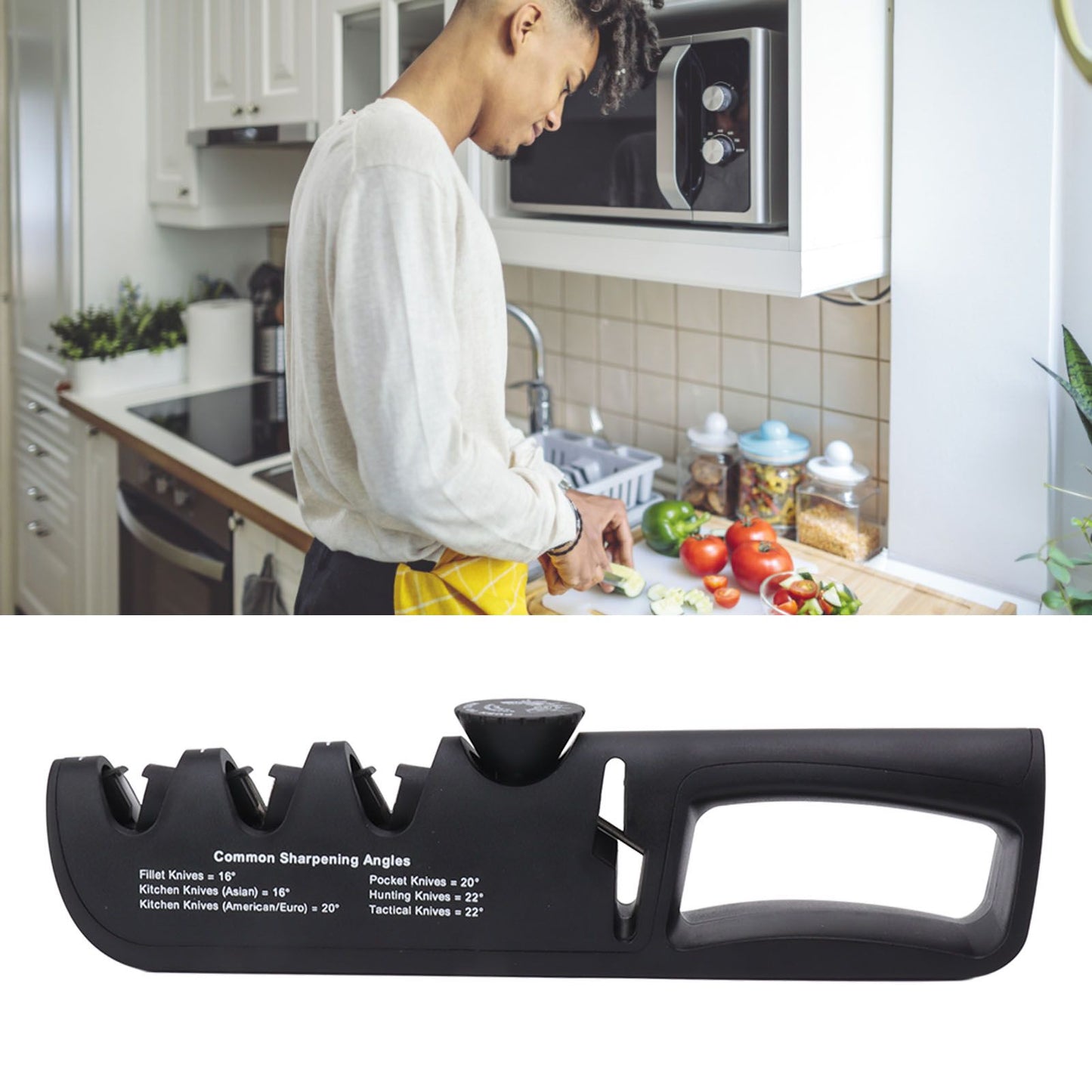 Adjustable Knife Sharpener 4 in 1 Black Sharp Adjustable Kitchen Knife Sharpener for Home Restaurant