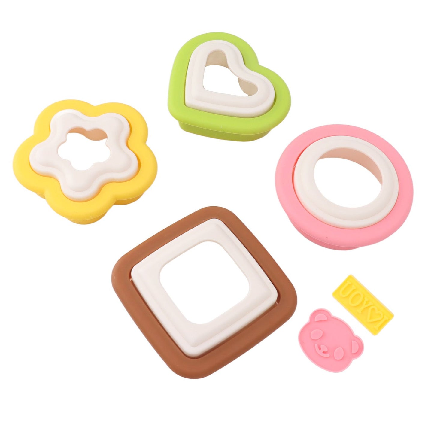 10Pcs Sandwich Cutter Mold Set Detachable Flower Heart Round Shape Baking Toast Biscuits Mould for Kitchen