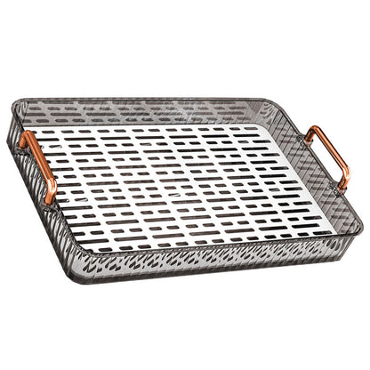 Water Drainage Tea Tray Double Layer Large Capacity Rectangular Cup Drain Board with Handle for Living Room S Gray