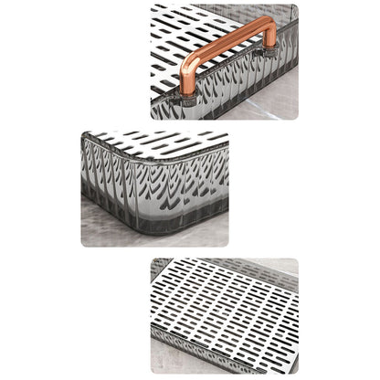 Water Drainage Tea Tray Double Layer Large Capacity Rectangular Cup Drain Board with Handle for Living Room S Gray