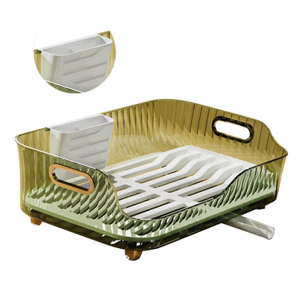 Dish Drying Rack Plastic Visualize Diversion Effluent Dish Diversion Rack for Chopsticks Bowl Plate Spoon Transparent Green