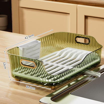 Dish Drying Rack Plastic Visualize Diversion Effluent Dish Diversion Rack for Chopsticks Bowl Plate Spoon Transparent Green