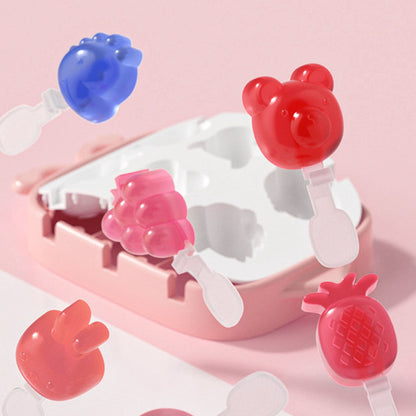 6 Cavities Ice Pop Molds Reusable Silicone Ice Pop Moulds Easy Release Homemade DIY Frozen Ice Cream Mold for Kids Adults Pink