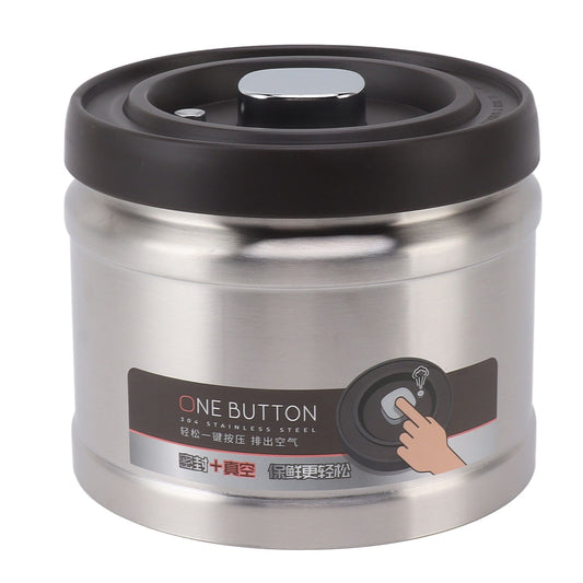 Vacuum Sealed Coffee Container 304 Stainless Steel Press Type Airtight Food Storage Container for Coffee Beans Tea Nuts 750ML Stainless Steel Natural Color