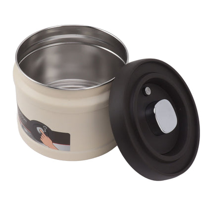 Vacuum Sealed Coffee Container 304 Stainless Steel Press Type Airtight Food Storage Container for Coffee Beans Tea Nuts 750ML Beige