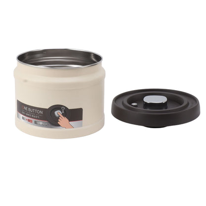 Vacuum Sealed Coffee Container 304 Stainless Steel Press Type Airtight Food Storage Container for Coffee Beans Tea Nuts 750ML Beige