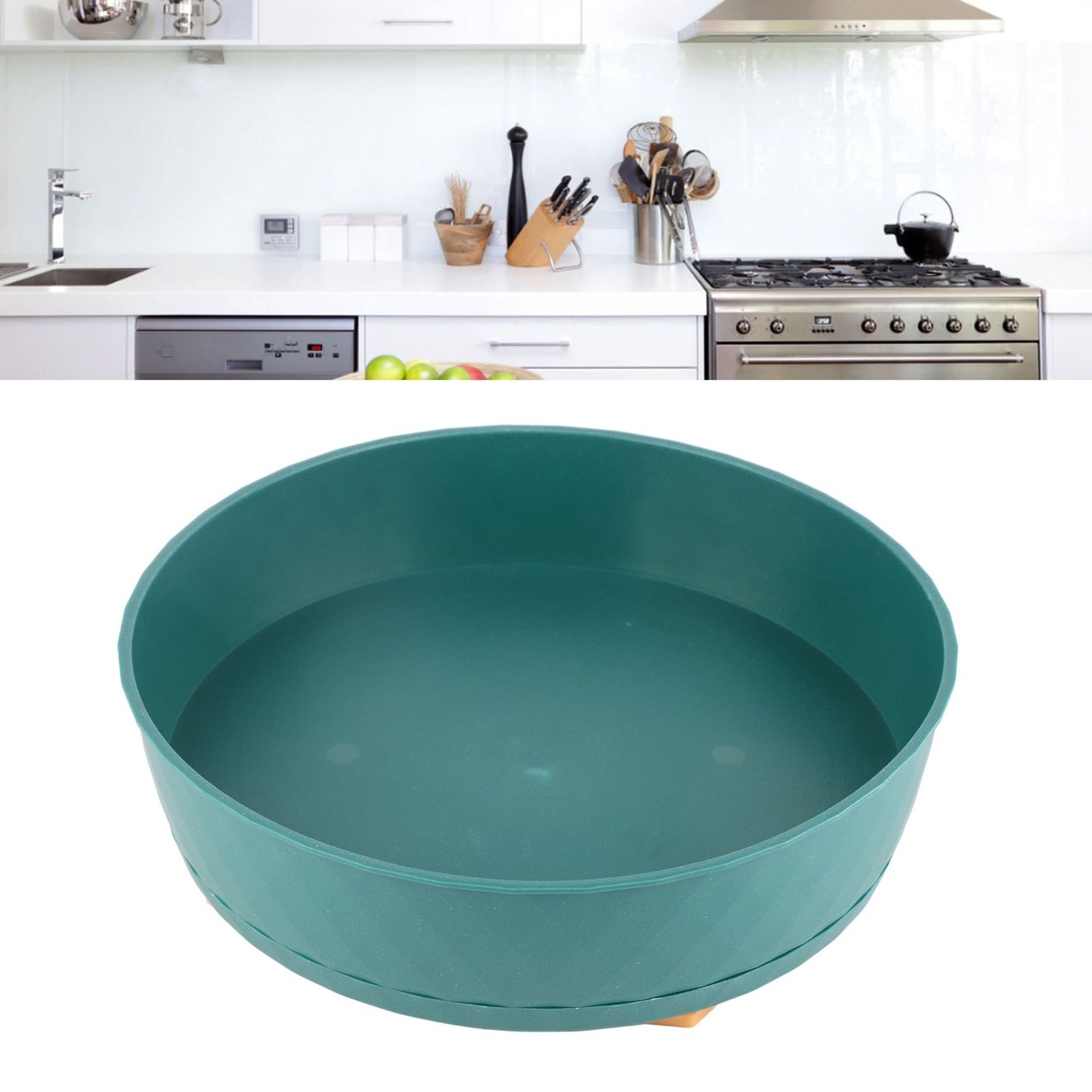 Kitchen Turntable Spin Round Tray 360 Degrees Rotating Non Skid Multifunctional Spice Organizer for Cabinet Pantry Refrigerator Countertop Green