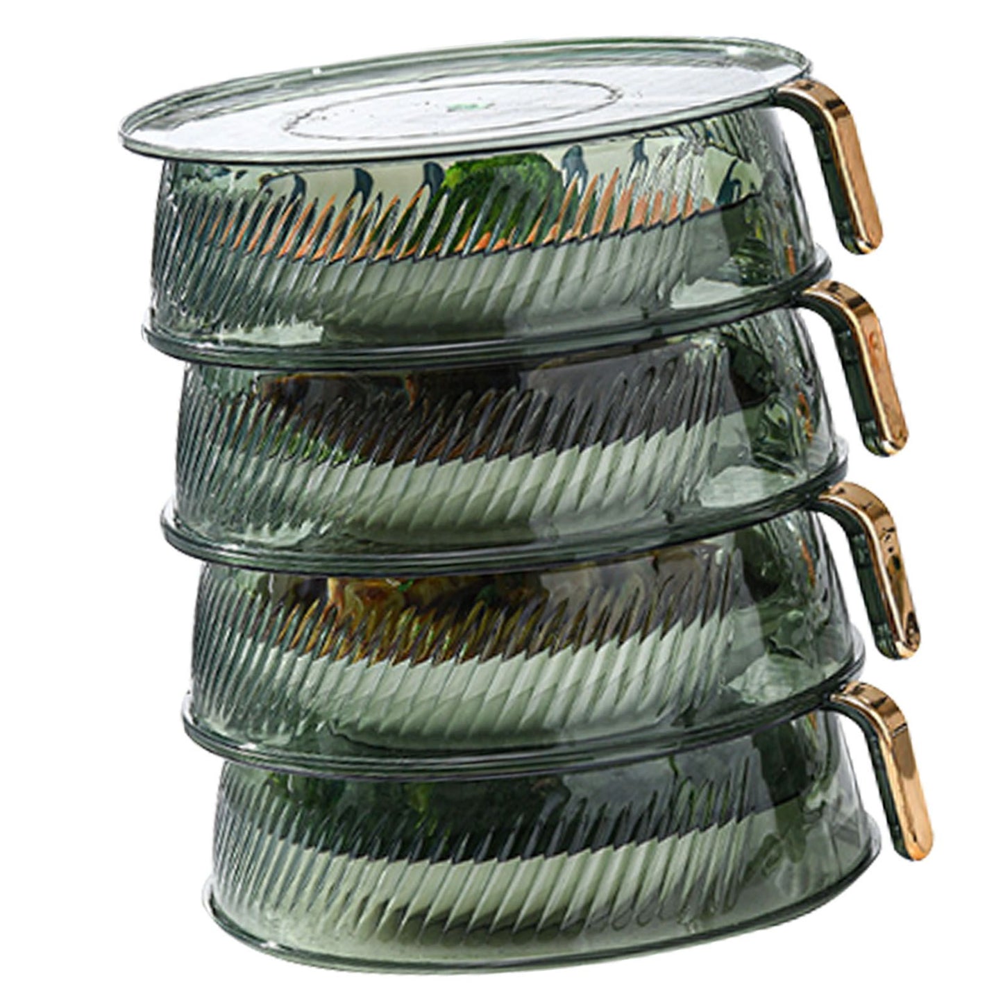 Transparent Green Insulated Food Cover Stackable Multilayer Dustproof Thermal Vegetable Storage Cover 4 Layer