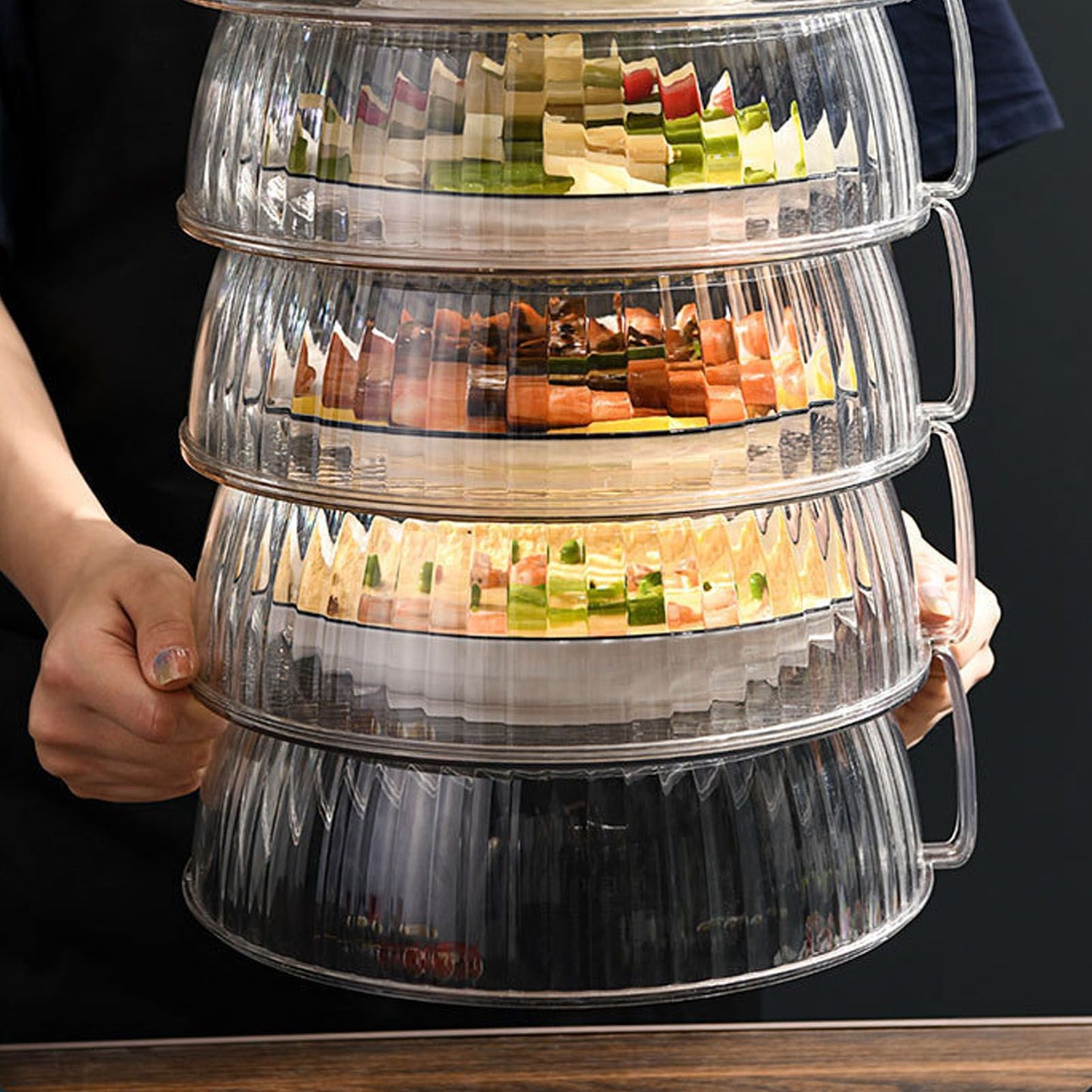 Multilayer Food Cover Multifunctional Transparent Food Cover Fresh Keeping Insulated Dish Cover for Kitchen Dining Table 2 Layers