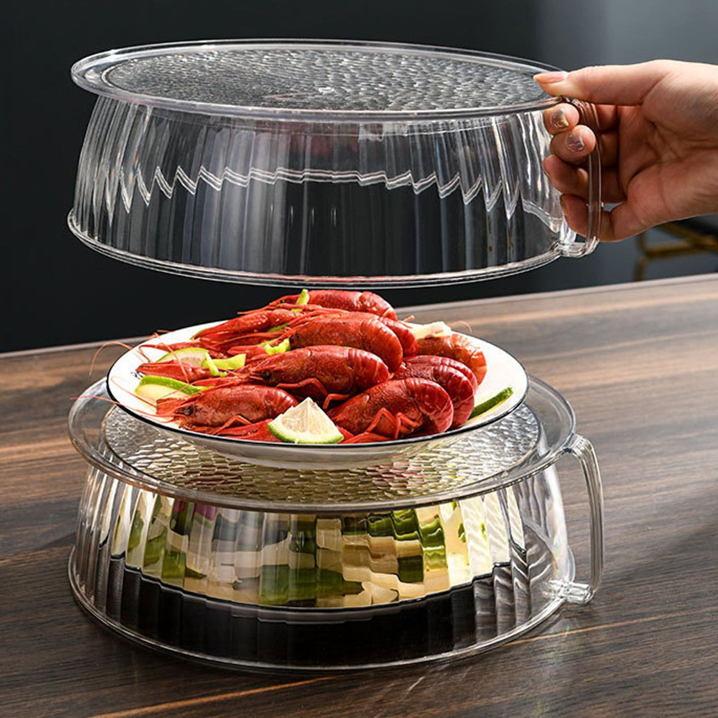 Multilayer Food Cover Multifunctional Transparent Food Cover Fresh Keeping Insulated Dish Cover for Kitchen Dining Table 3 Layers