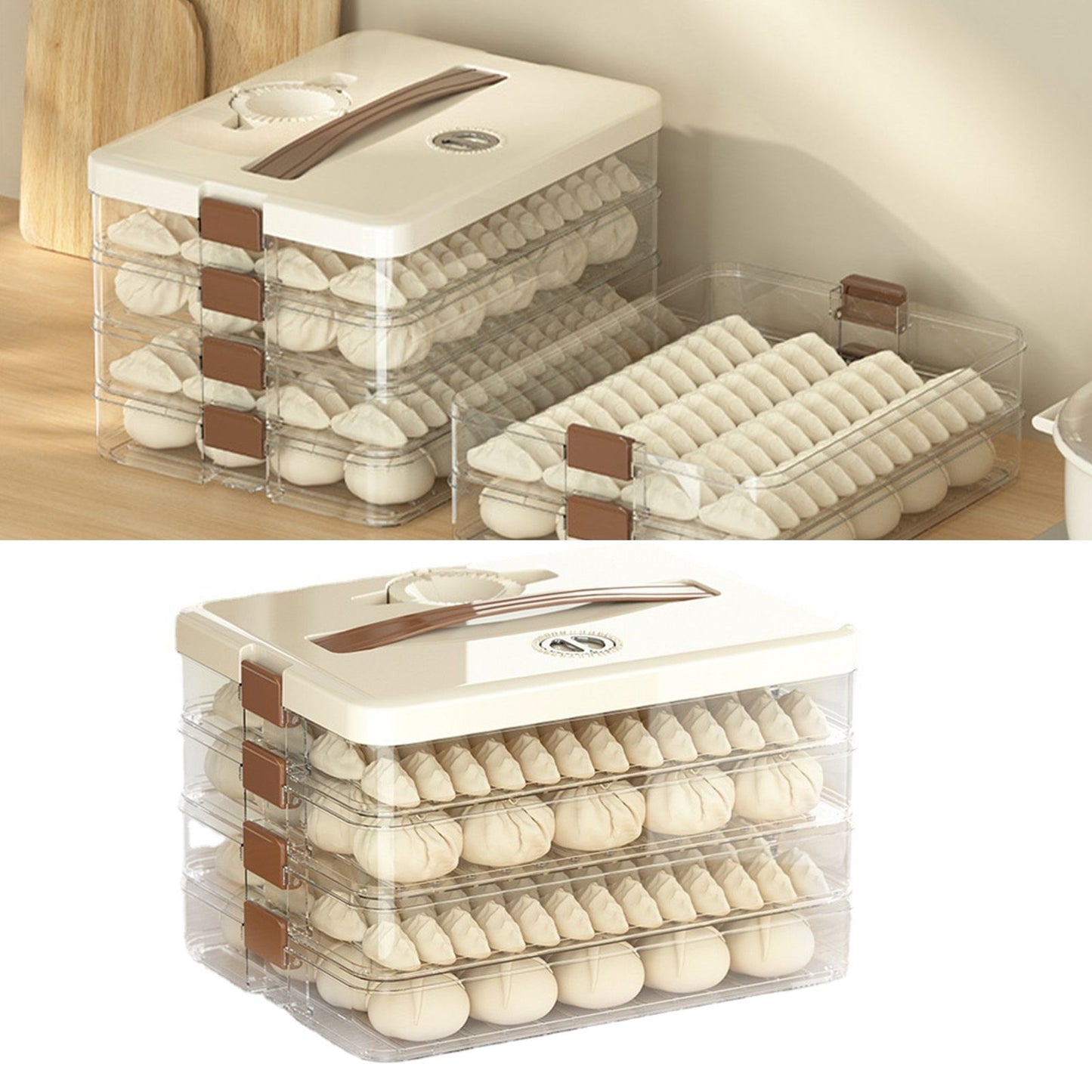 Dumpling Storage Box Large Capacity Multi Layer Transparent Plastic Airtight Food Container Kitchen Supplies 4 Layers
