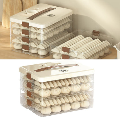 Dumpling Storage Box Large Capacity Multi Layer Transparent Plastic Airtight Food Container Kitchen Supplies 4 Layers