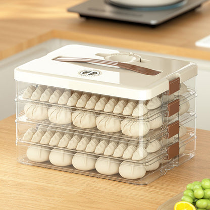 Dumpling Storage Box Large Capacity Multi Layer Transparent Plastic Airtight Food Container Kitchen Supplies 4 Layers