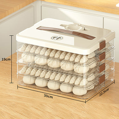 Dumpling Storage Box Large Capacity Multi Layer Transparent Plastic Airtight Food Container Kitchen Supplies 4 Layers