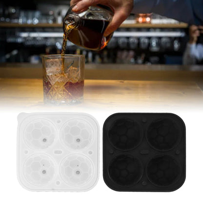 2Pcs Silicone Ice Cube Molds Fun Shapes Round Sphere Ball Mold for Whiskey Cocktails Game Day Soccer