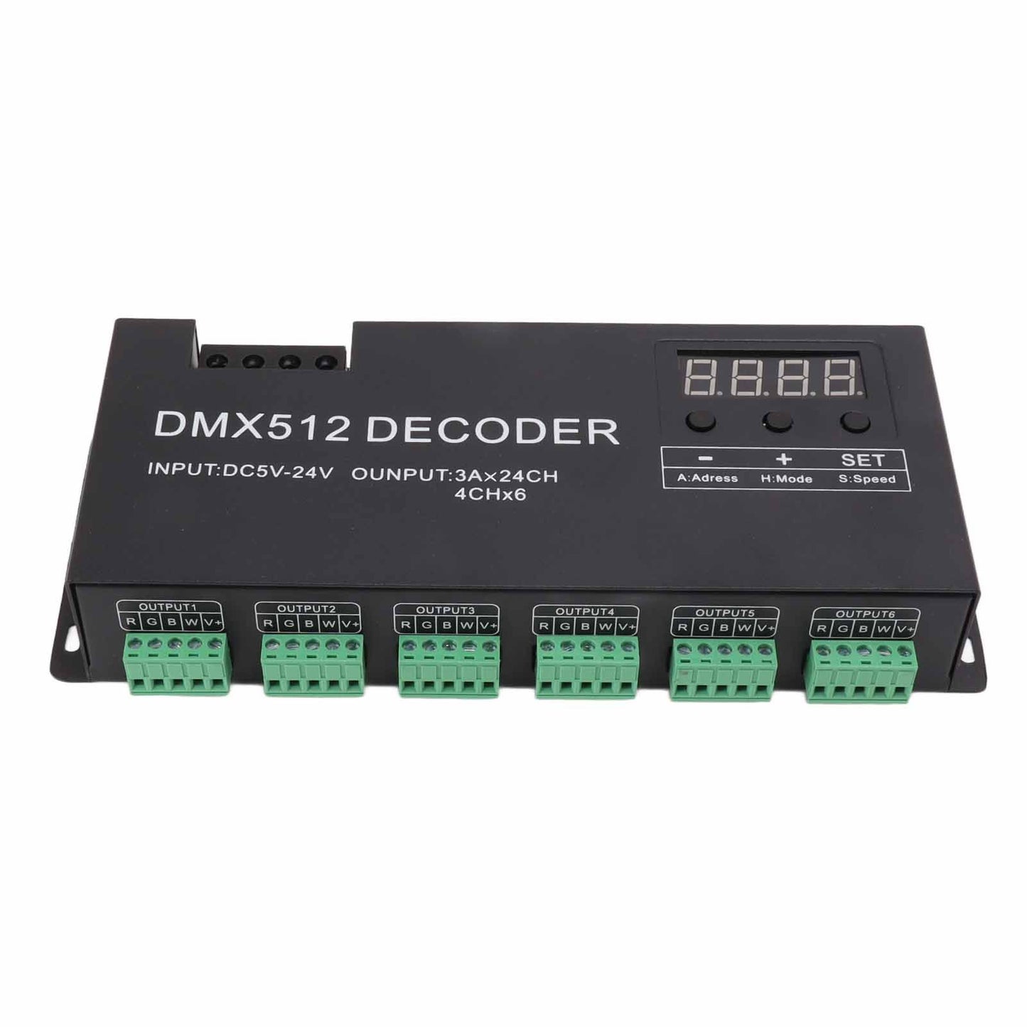 24 Channel DMX Decoder Digital Display RGBW DMX512 Dimming Driver LED Controller for Stage Bar DC5V‑24V