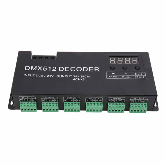 24 Channel DMX Decoder Digital Display RGBW DMX512 Dimming Driver LED Controller for Stage Bar DC5V‑24V