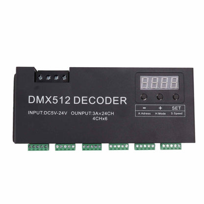 24 Channel DMX Decoder Digital Display RGBW DMX512 Dimming Driver LED Controller for Stage Bar DC5V‑24V