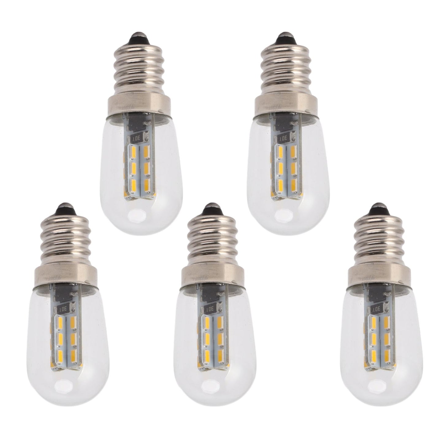 5Pcs E12 LED Bulb High Brightness 120V Fridge Lamp Bulb with 24pcs Bead for Refrigerator Warm Light