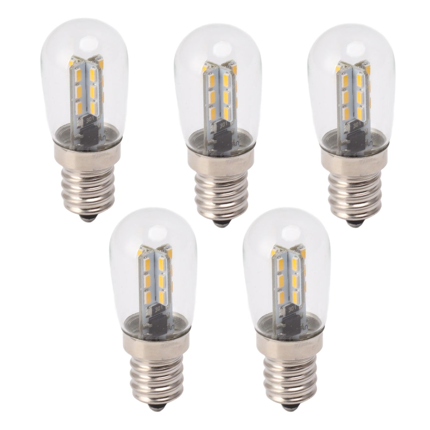 5Pcs E12 LED Bulb High Brightness 120V Fridge Lamp Bulb with 24pcs Bead for Refrigerator Warm Light