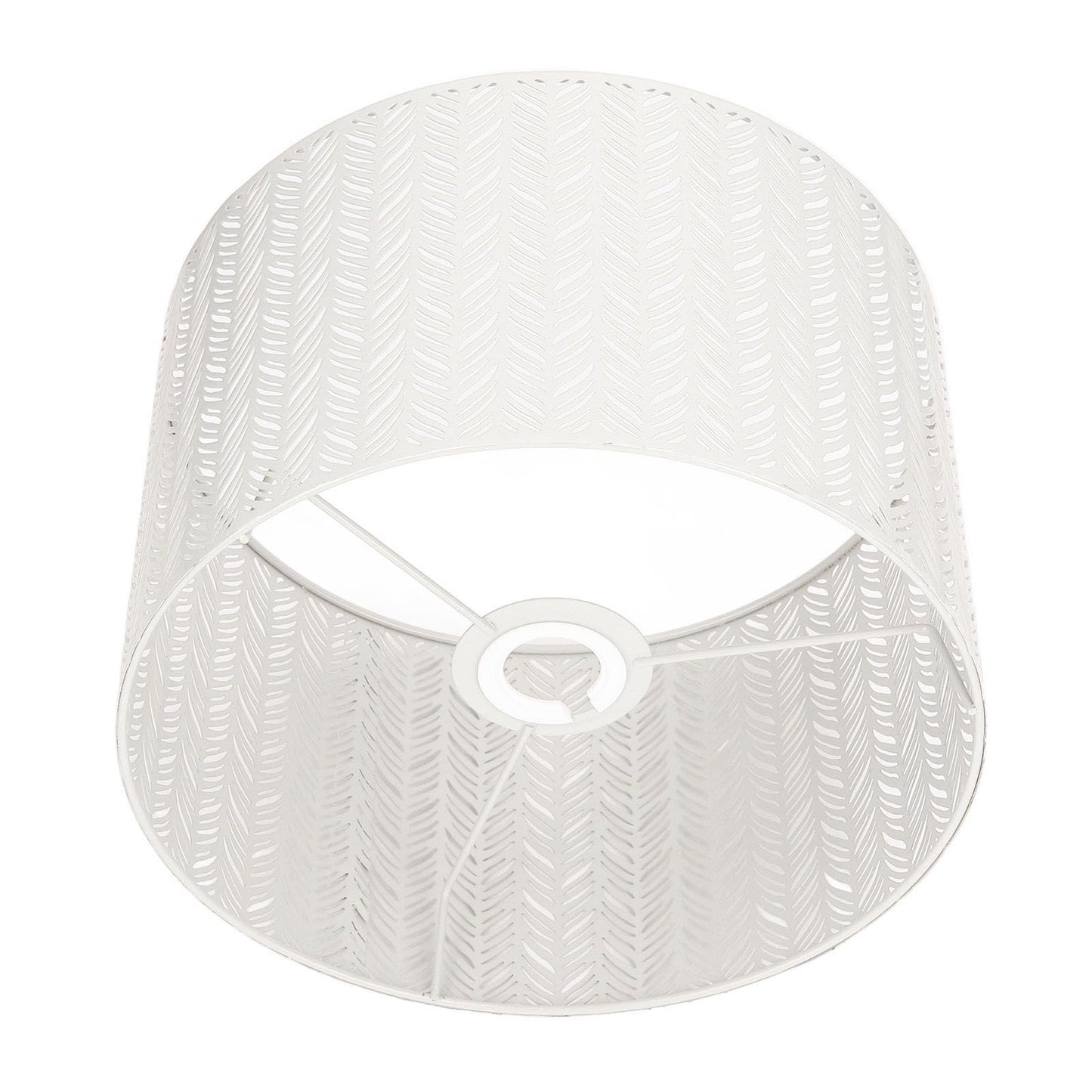 Drum Lamp Shade E27 E14 Clip Fir Leaf Shape Hollow Out Metal Decorative Lampshade Cover for Table Wall Ceiling Lamp White