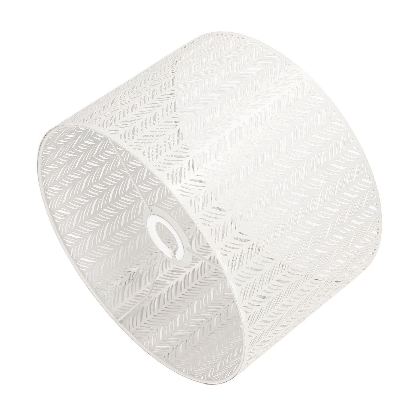 Drum Lamp Shade E27 E14 Clip Fir Leaf Shape Hollow Out Metal Decorative Lampshade Cover for Table Wall Ceiling Lamp White