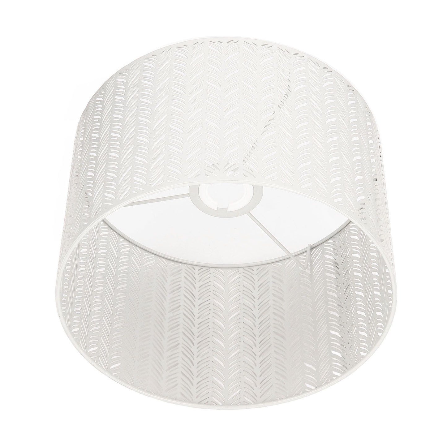 Drum Lamp Shade E27 E14 Clip Fir Leaf Shape Hollow Out Metal Decorative Lampshade Cover for Table Wall Ceiling Lamp White