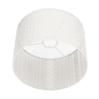 Drum Lamp Shade E27 E14 Clip Fir Leaf Shape Hollow Out Metal Decorative Lampshade Cover for Table Wall Ceiling Lamp White