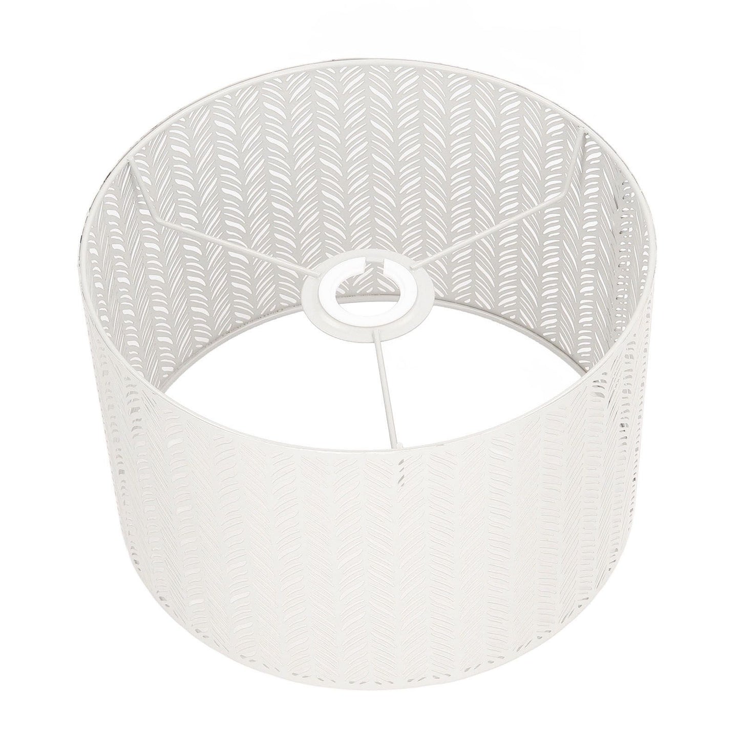 Drum Lamp Shade E27 E14 Clip Fir Leaf Shape Hollow Out Metal Decorative Lampshade Cover for Table Wall Ceiling Lamp White