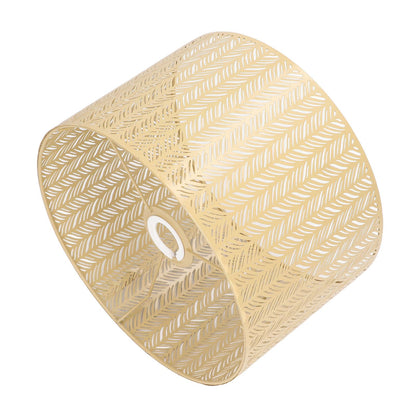 Drum Lamp Shade E27 E14 Clip Fir Leaf Shape Hollow Out Metal Decorative Lampshade Cover for Table Wall Ceiling Lamp Gold