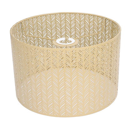 Drum Lamp Shade E27 E14 Clip Fir Leaf Shape Hollow Out Metal Decorative Lampshade Cover for Table Wall Ceiling Lamp Gold