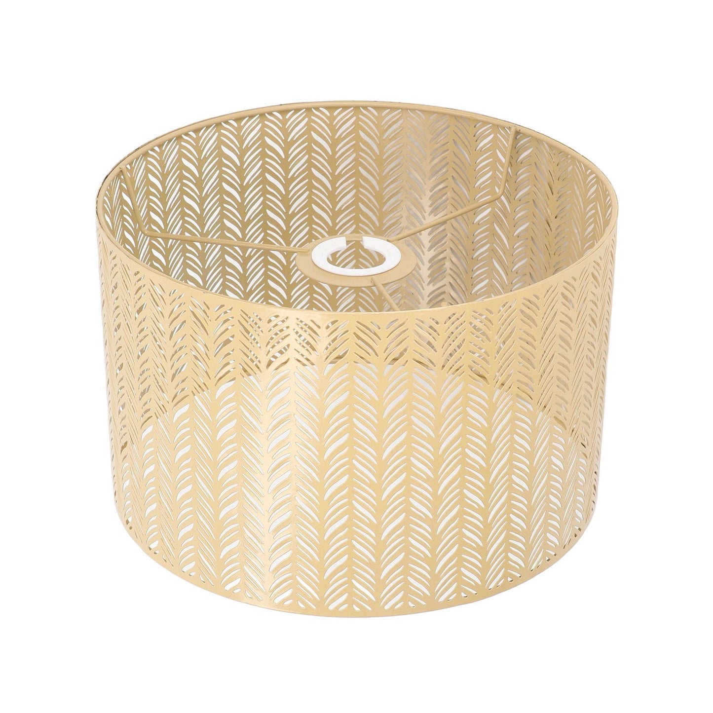 Drum Lamp Shade E27 E14 Clip Fir Leaf Shape Hollow Out Metal Decorative Lampshade Cover for Table Wall Ceiling Lamp Gold