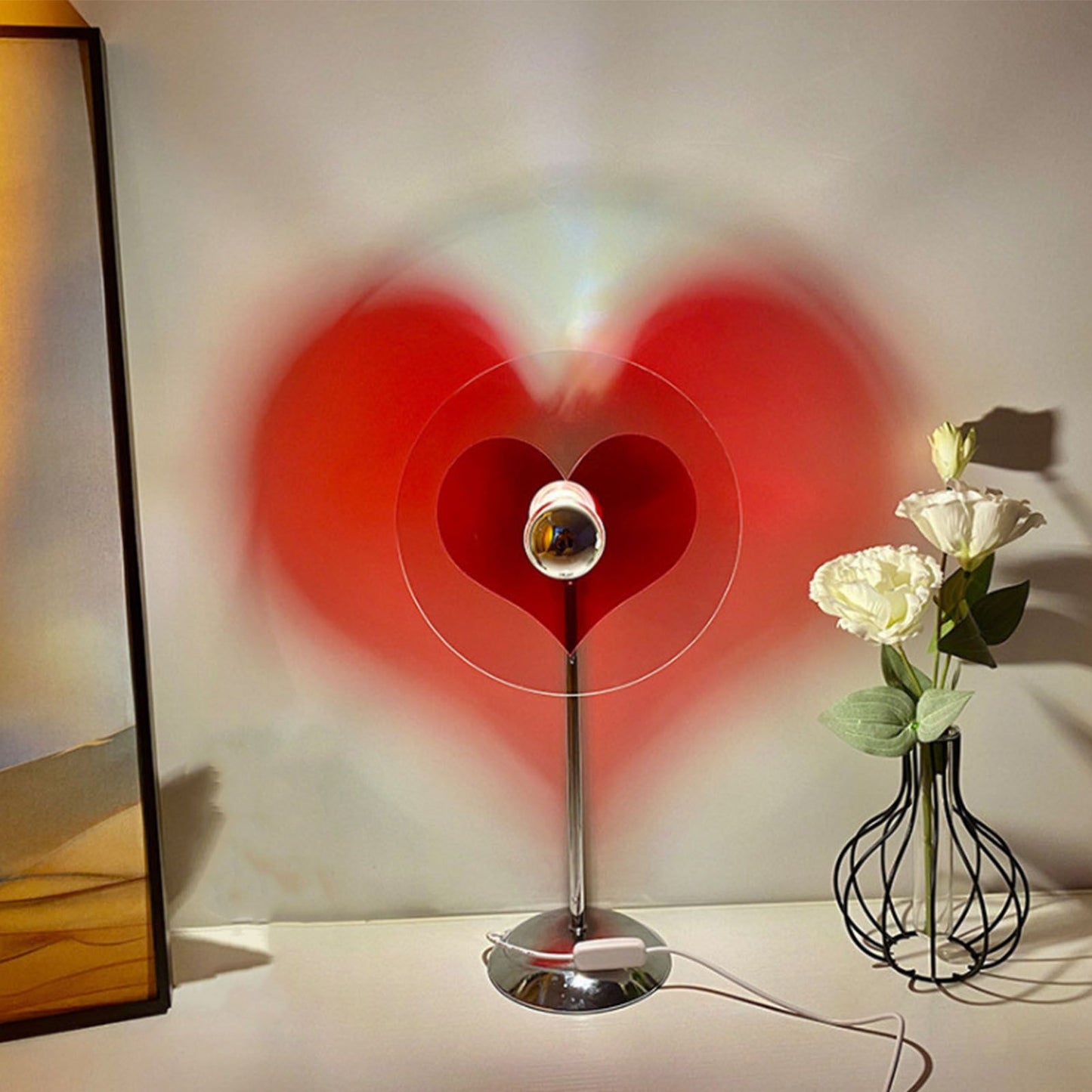 Heart Shaped Projection Table Lamp 4W Sweet Warm 360 Degree Rotatable Decorative Ambient Light