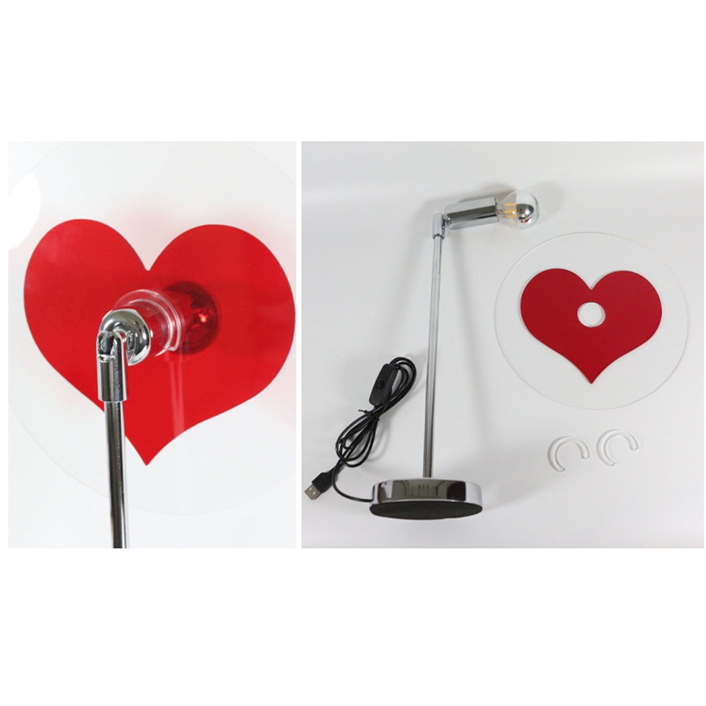 Heart Shaped Projection Table Lamp 4W Sweet Warm 360 Degree Rotatable Decorative Ambient Light