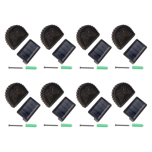 8 Sets Solar Panel Lamp LED Decorative Wall Light for Outdoor Courtyard Terrace Built in Battery
