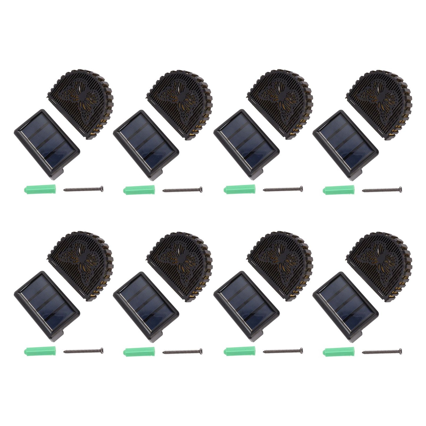8 Sets Solar Panel Lamp LED Decorative Wall Light for Outdoor Courtyard Terrace Built in Battery