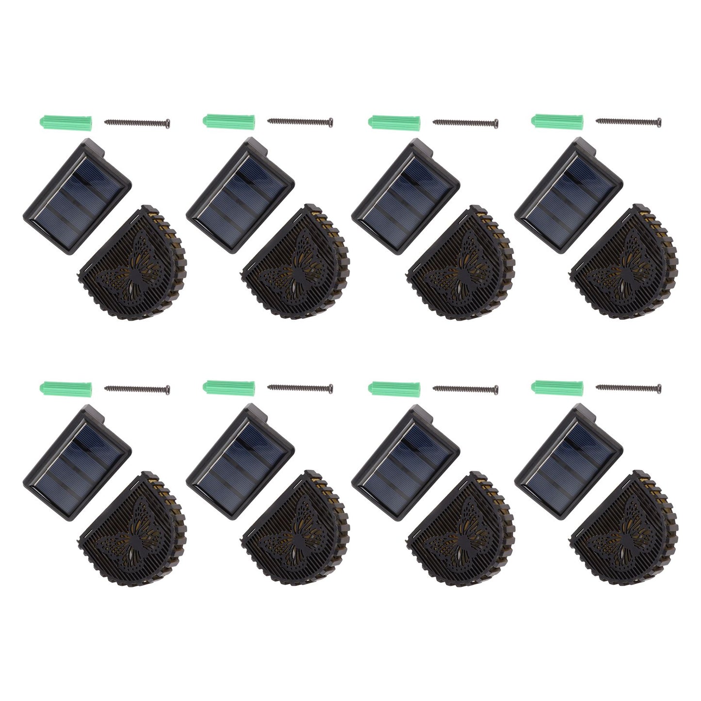8 Sets Solar Panel Lamp LED Decorative Wall Light for Outdoor Courtyard Terrace Built in Battery