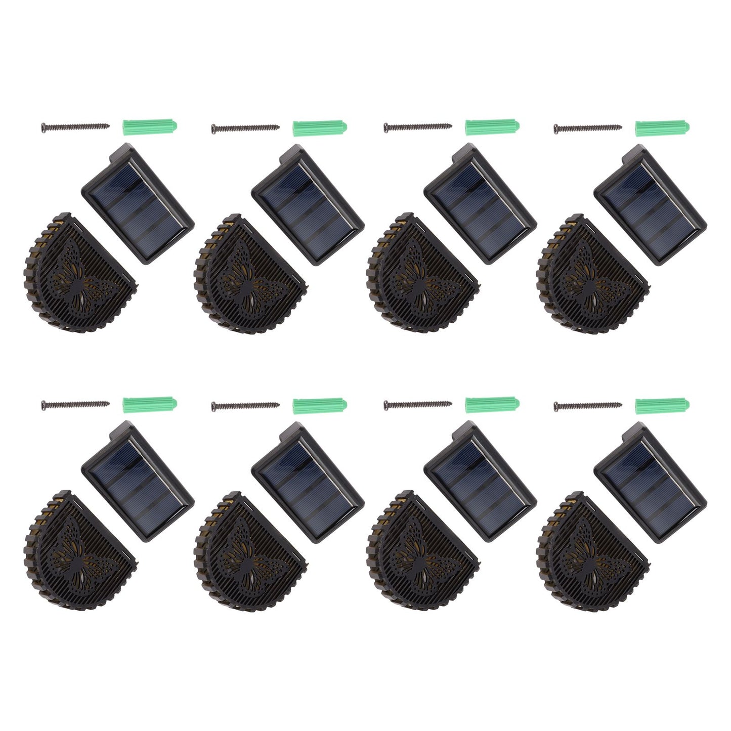 8 Sets Solar Panel Lamp LED Decorative Wall Light for Outdoor Courtyard Terrace Built in Battery