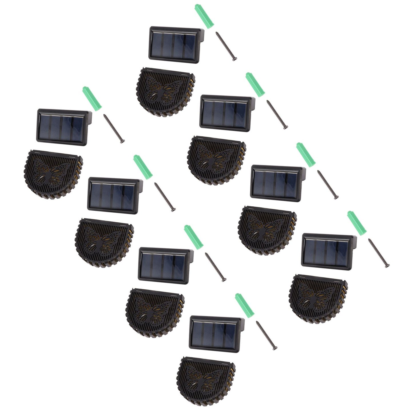 8 Sets Solar Panel Lamp LED Decorative Wall Light for Outdoor Courtyard Terrace Built in Battery