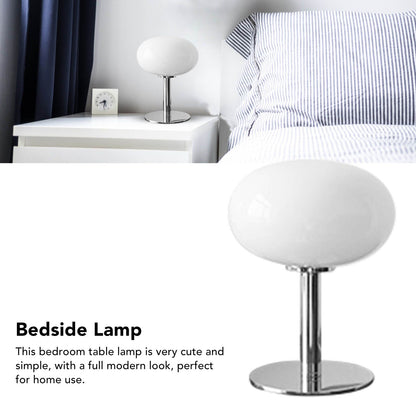 Bedside Table Lamp Iron Base Cute Shape Simple Modern Elegant Nightstand Lamp for Home Button Switch White