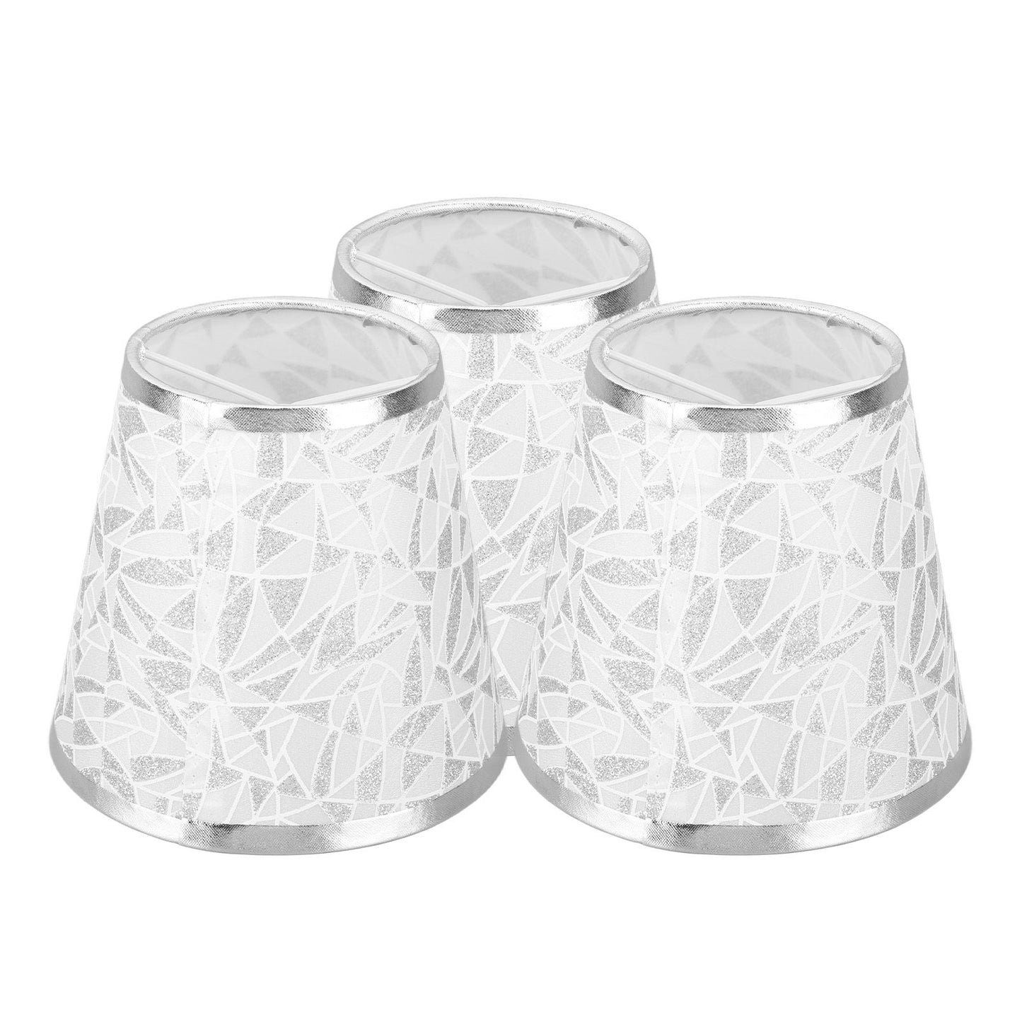 Cloth Lampshade Clip On Design Modern Barrel Fabric Lamp Shades for E14 Bulb Chandelier Wall Lamp 3pcs Silver