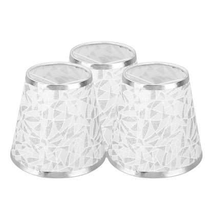 Cloth Lampshade Clip On Design Modern Barrel Fabric Lamp Shades for E14 Bulb Chandelier Wall Lamp 3pcs Silver