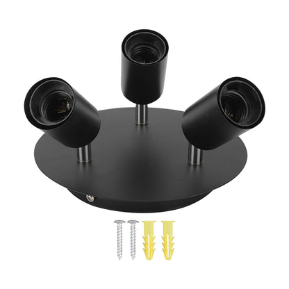 Ceiling Spotlight Holder 3 Head Rotating Lamp Base Ceiling Lamp Holder E27 Track Light Holder for Kitchen Bedroom 85‑265V