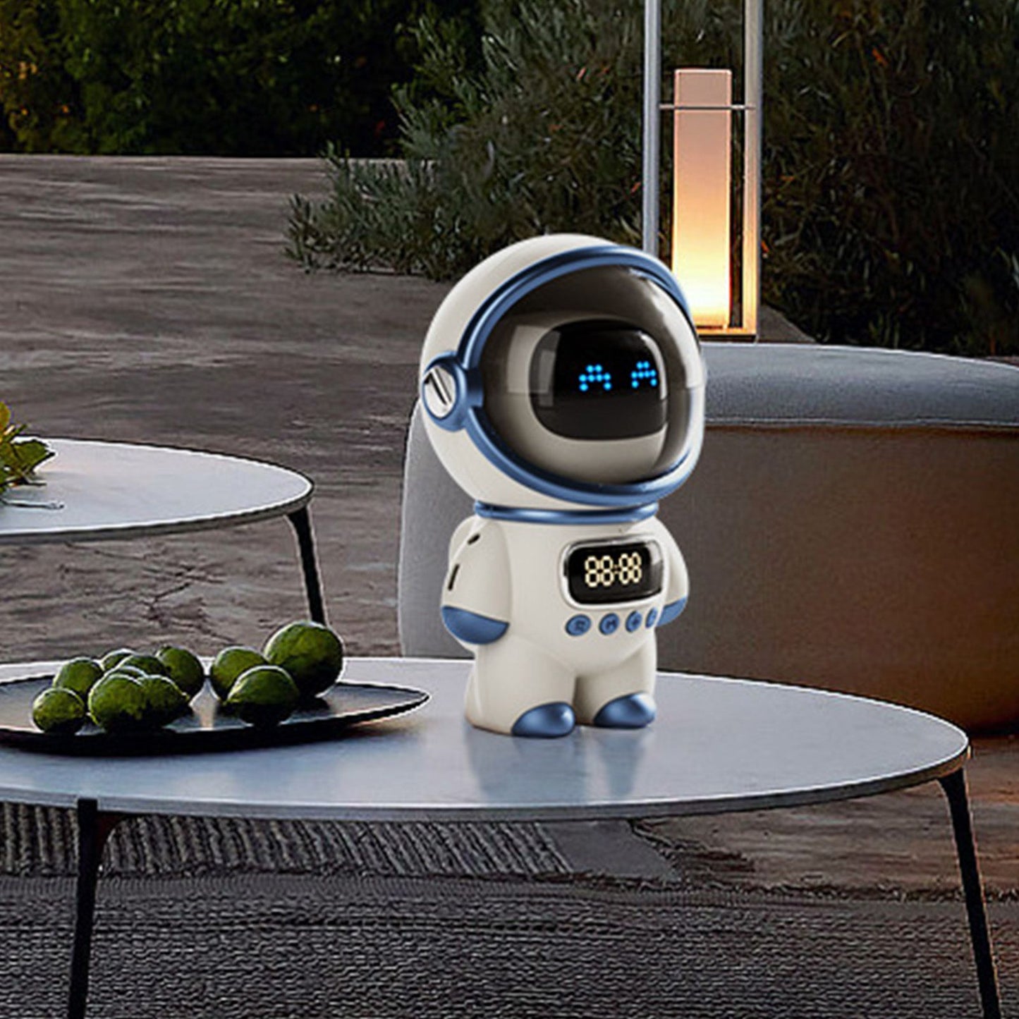 The Astronaut Speaker AI Intelligent Voice Bluetooth Speaker Clock Small Night Light Birthday Gift White