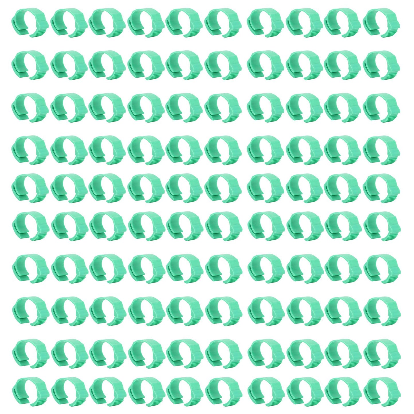 100pcs Chicken Identification Leg Bands Adjustable DIY Clip On Duck Bands for Geese Pigeons Green
