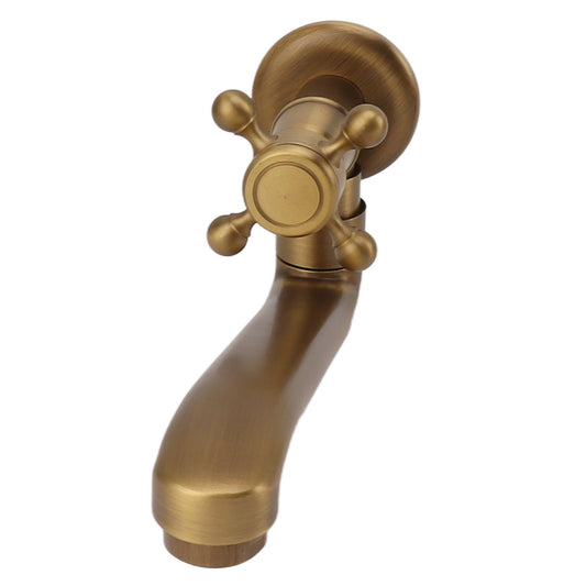 Antique Garden Faucet with Extended Spout Antifreezing Copper Wall Mount Single Cold Water Tap for Washing Round Spout