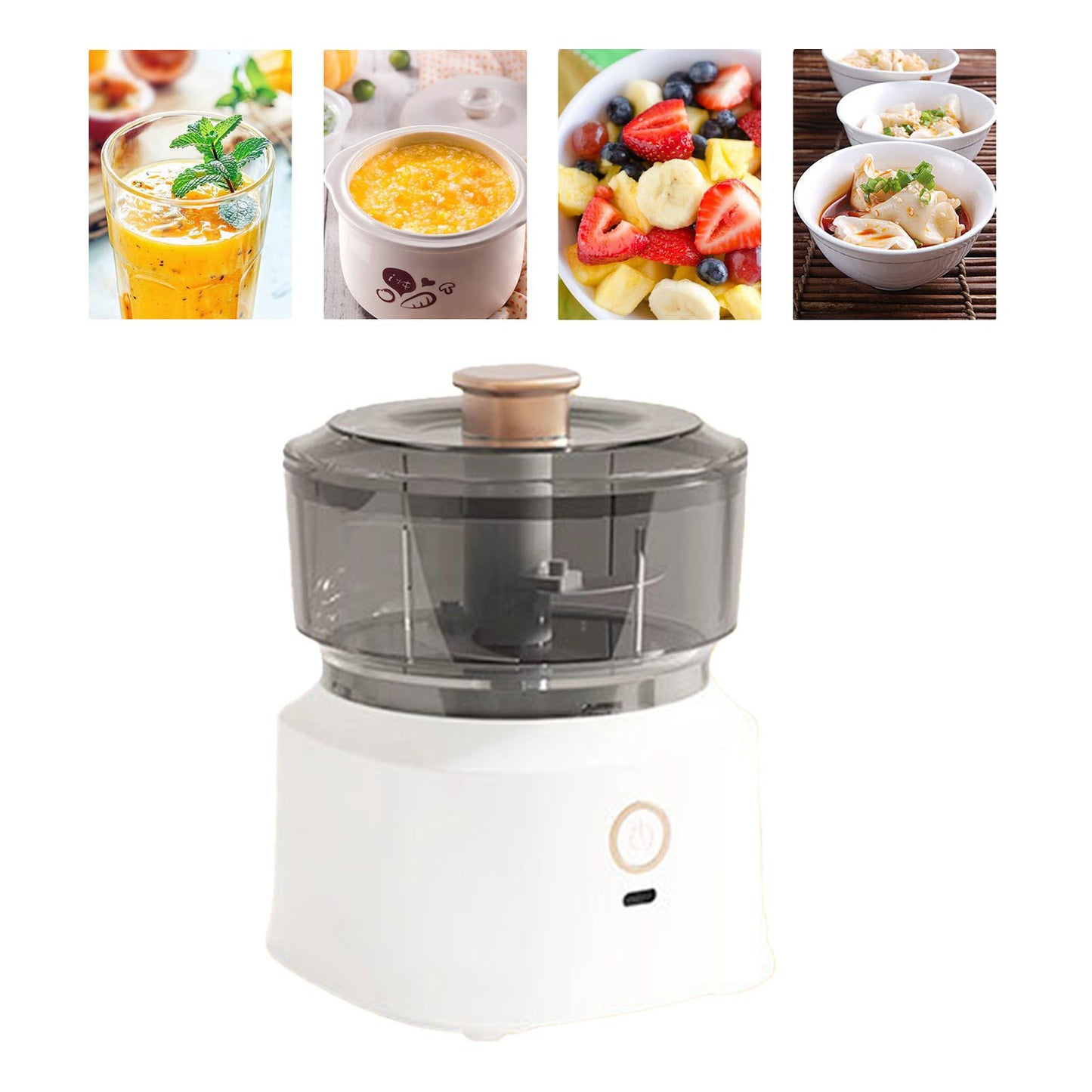 Electric Meat Chopper Grinder Blender Multifunctional Stainless Steel Blades Efficient Safe Food Blender for Kitchen White