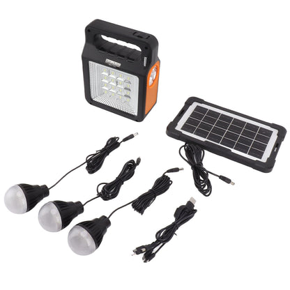 Solar Power Bank 6000mAh Bright Headlight Panel Light 3 Bulbs Portable Handle Solar Generator for Camping Travel